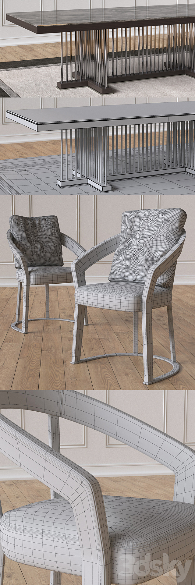 SCHUBERT Marble table & FRANCES Chairs 3DSMax File - thumbnail 3