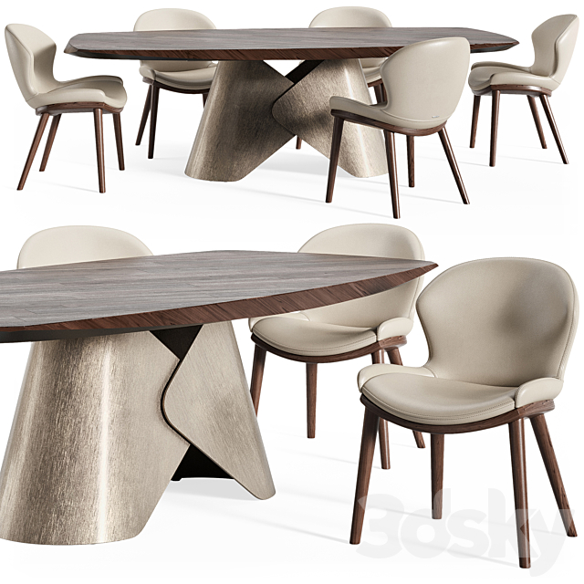 Scott wood table Rachel chair 3ds Max - thumbnail 1