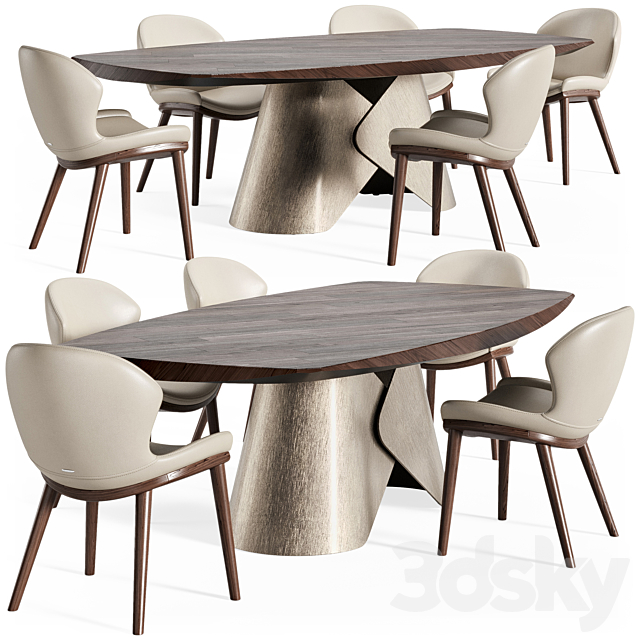 Scott wood table Rachel chair 3ds Max - thumbnail 2