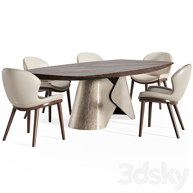 Scott wood table Rachel chair 3ds Max - thumbnail 3