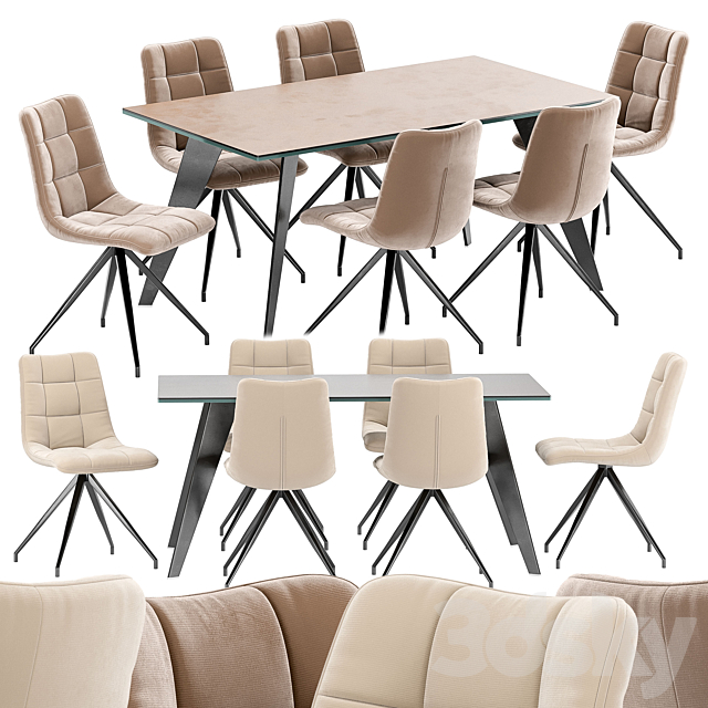 Sedia Diamond dining chair and Nack table 3DSMax File - thumbnail 1