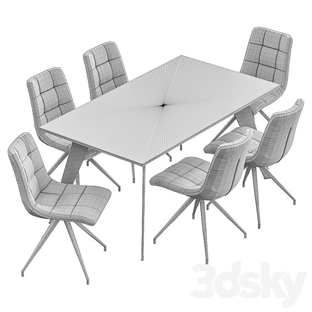 Sedia Diamond dining chair and Nack table 3DSMax File - thumbnail 6