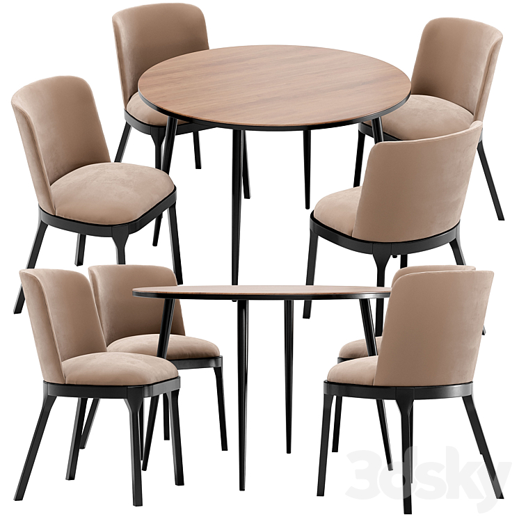 Selection dining chair and Luxore table 3DS Max Model - thumbnail 2