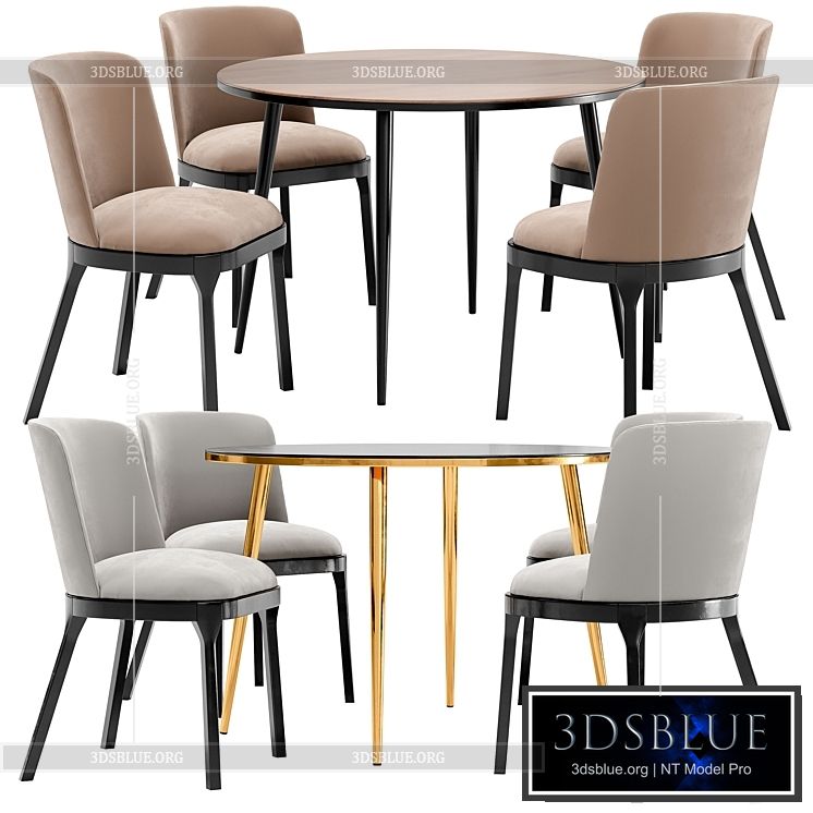 Selection dining chair and Luxore table 3DS Max - thumbnail 3