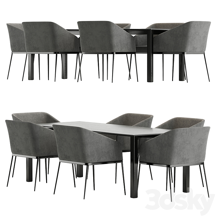 Senso chair & Aodt black table 3DS Max Model - thumbnail 2