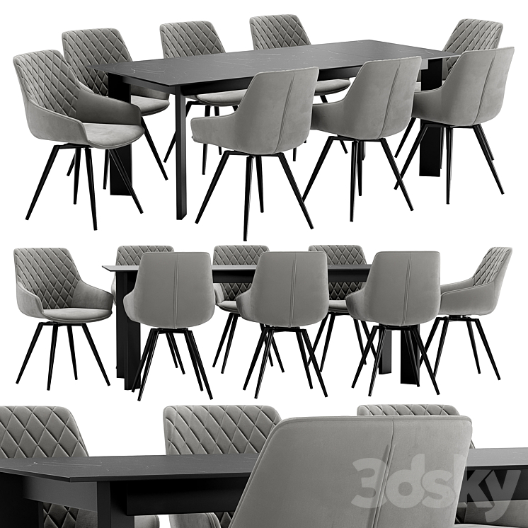 Seoul Dining Chair and Track Table 3DS Max Model - thumbnail 1