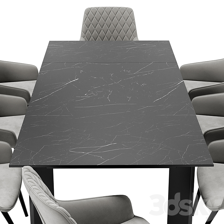 Seoul Dining Chair and Track Table 3DS Max Model - thumbnail 2