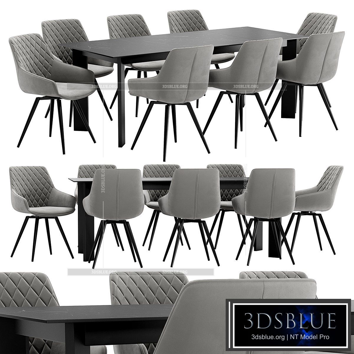 Seoul Dining Chair and Track Table 3DS Max - thumbnail 3