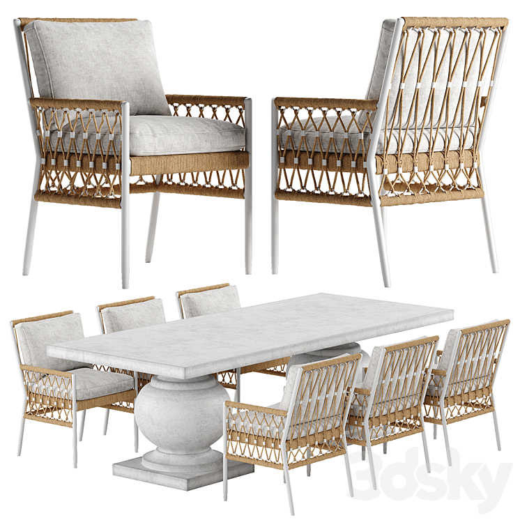 Serena and Lily Salt Greek chair Terrace table set 3DS Max - thumbnail 1