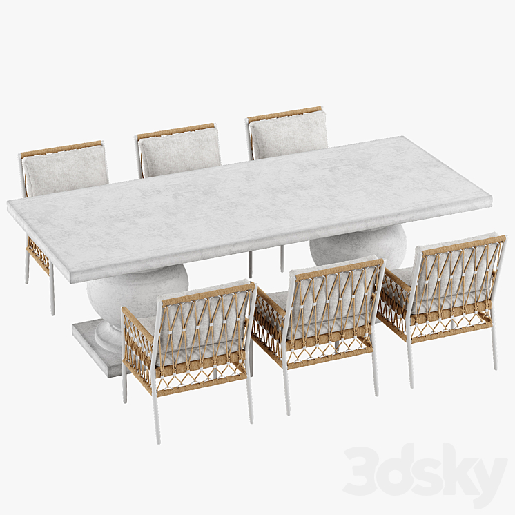 Serena and Lily Salt Greek chair Terrace table set 3DS Max - thumbnail 2