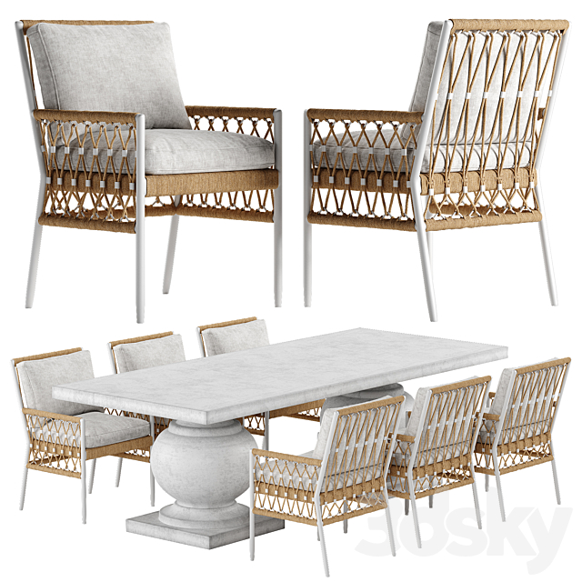 Serena and Lily Salt Greek chair Terrace table set 3DSMax File - thumbnail 1