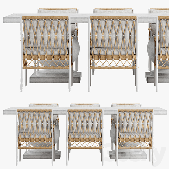 Serena and Lily Salt Greek chair Terrace table set 3DSMax File - thumbnail 3