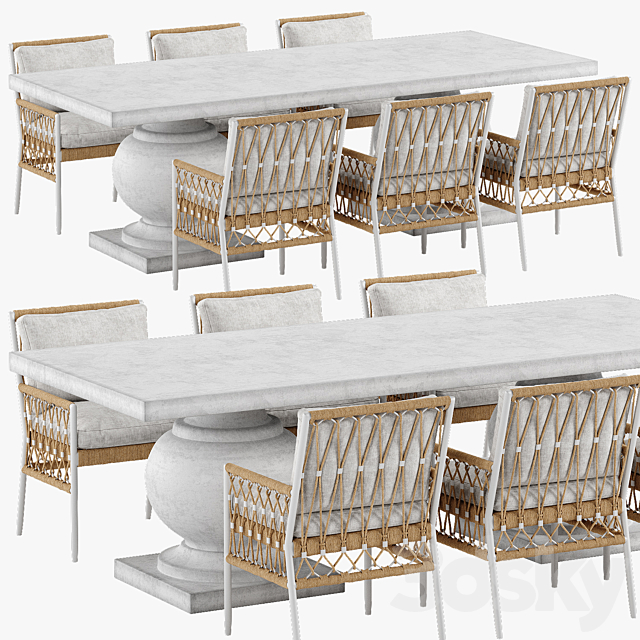 Serena and Lily Salt Greek chair Terrace table set 3DSMax File - thumbnail 4