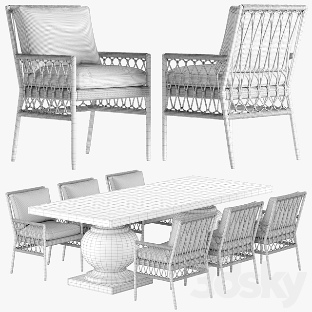 Serena and Lily Salt Greek chair Terrace table set 3DSMax File - thumbnail 6