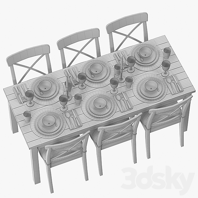 Serving-Table + chair 3DS Max Model - thumbnail 3