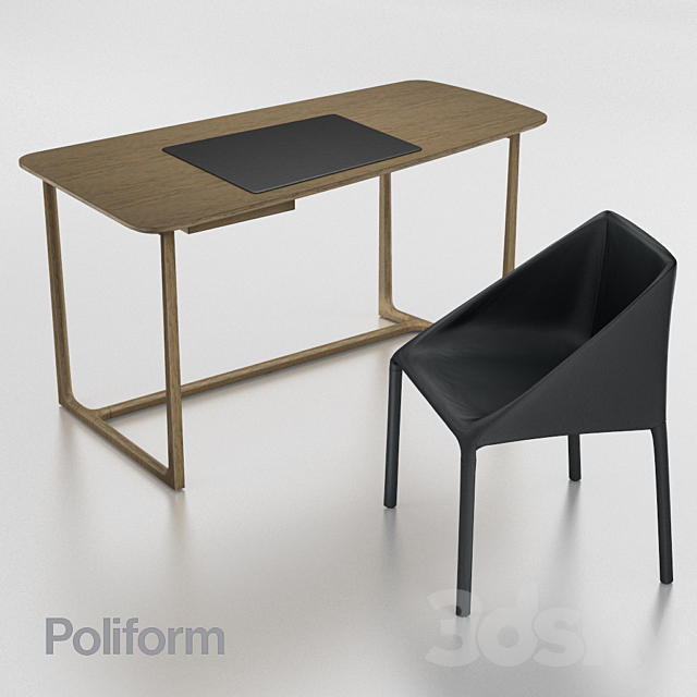 Set a desk + chair Poliform 3DSMax File - thumbnail 1