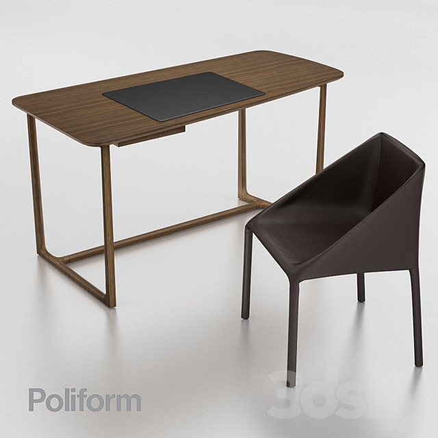 Set a desk + chair Poliform 3DSMax File - thumbnail 2