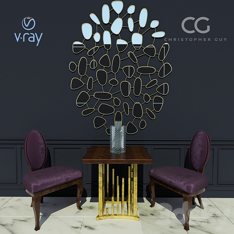 Set Christopher Guy Vegas Brompton Cailloux 3DS Max - thumbnail 1