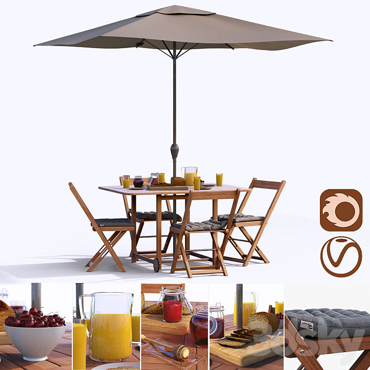 Set of garden furniture 3DS Max - thumbnail 1