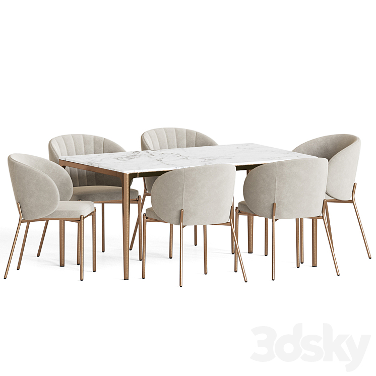 Shell Chair Canto Table Dining Set 3DS Max Model - thumbnail 2