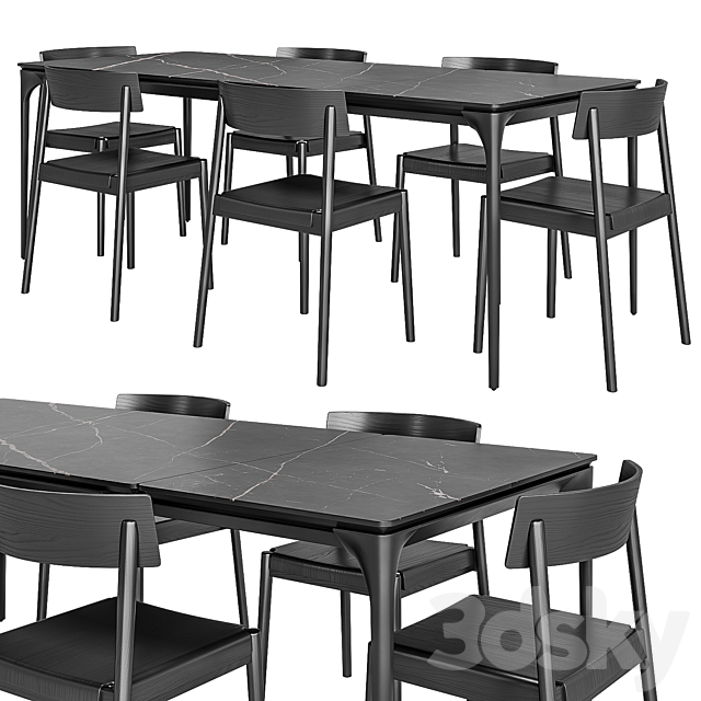 Silhouette table + Scandia chair 3DS Max Model - thumbnail 3