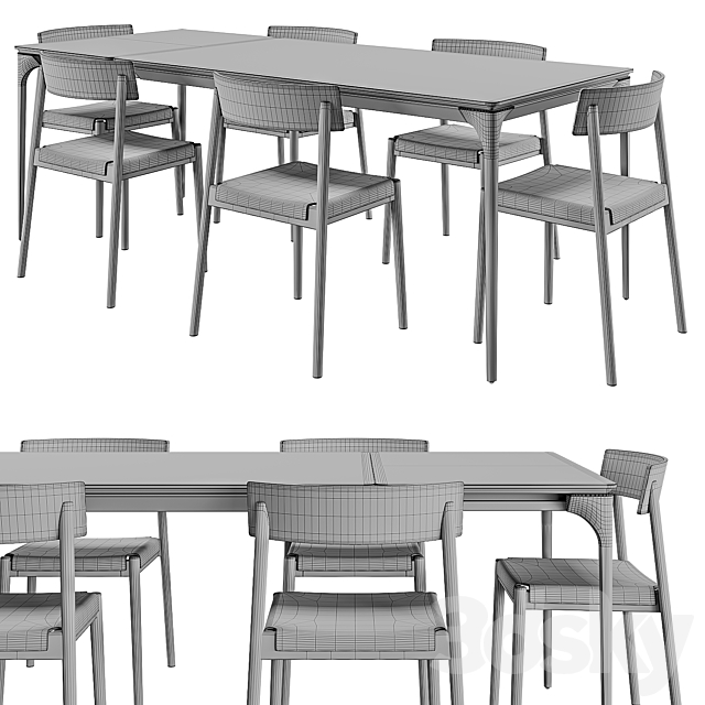 Silhouette table + Scandia chair 3DS Max Model - thumbnail 4