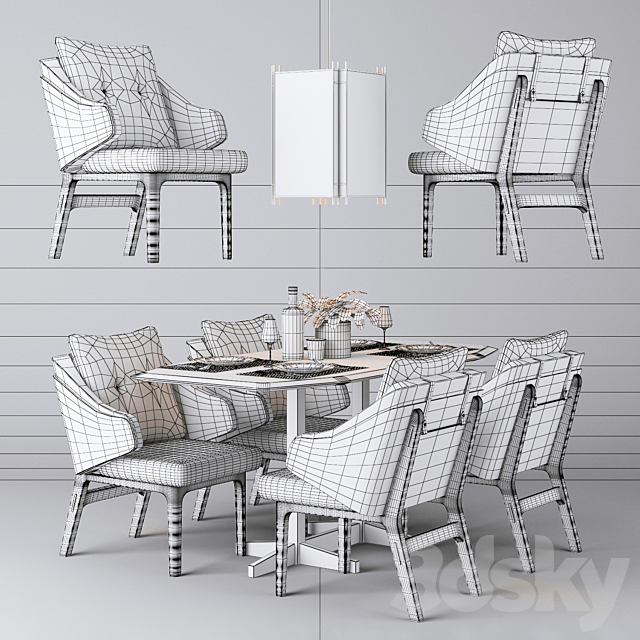 Single Thread Table And Chair – AvroKo 3DSMax File - thumbnail 2