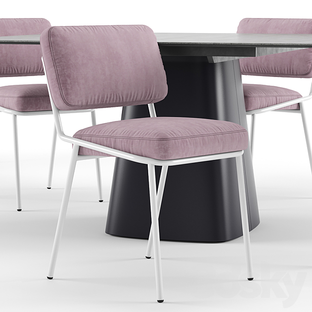 Sixty chair and Hey Gio extending table – connubia calligaris 3DS Max Model - thumbnail 4