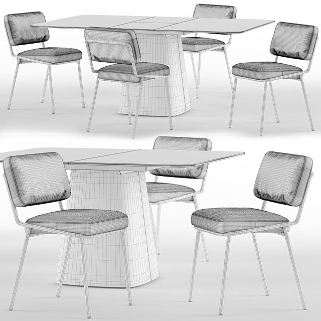 Sixty chair and Hey Gio extending table – connubia calligaris 3DS Max Model - thumbnail 5