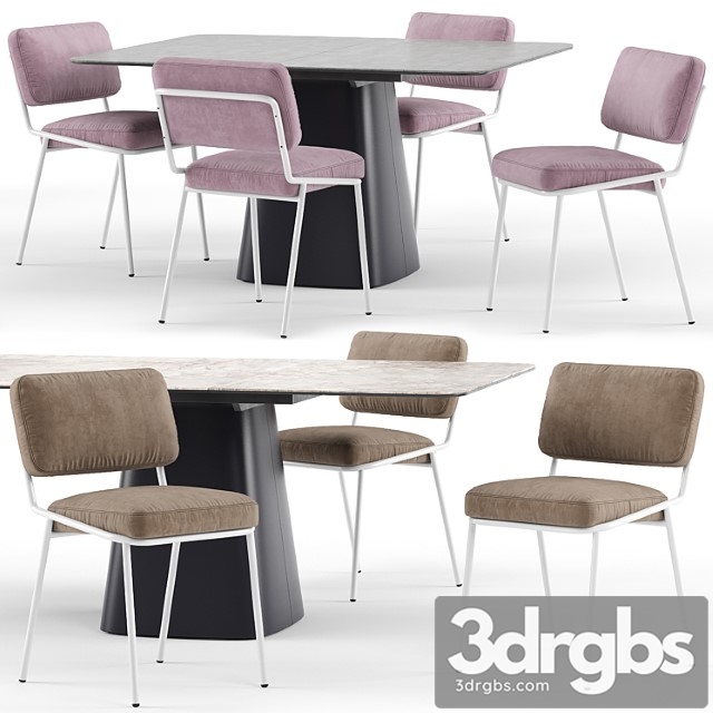 Sixty chair and hey gio extending table – connubia calligaris - thumbnail 1