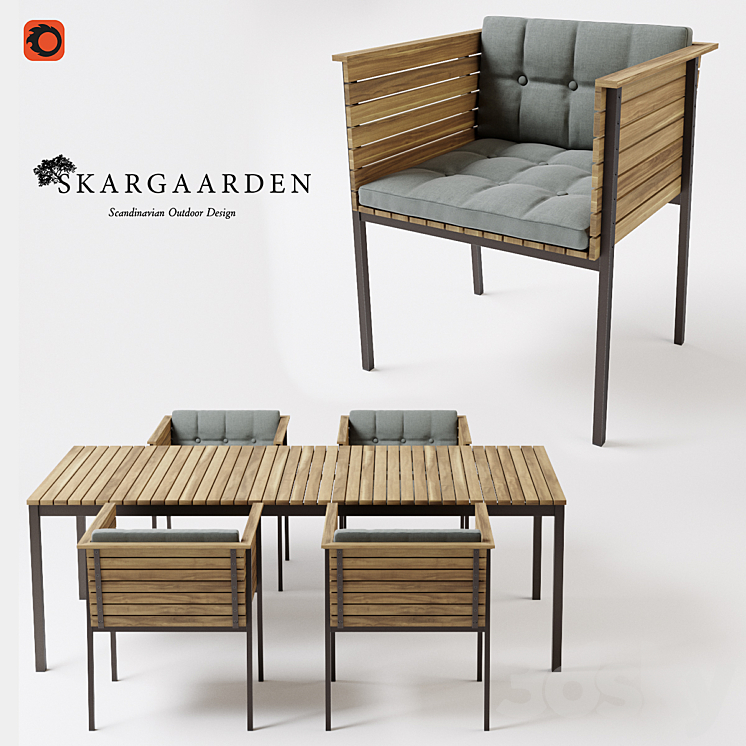 Skargaarden Haringe armchair + table 3DS Max - thumbnail 1