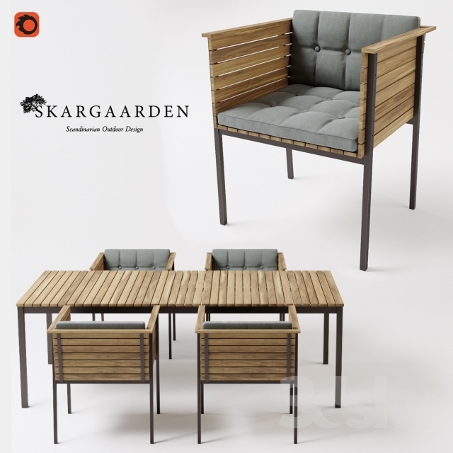 Skargaarden Haringe armchair + table 3DS Max - thumbnail 3