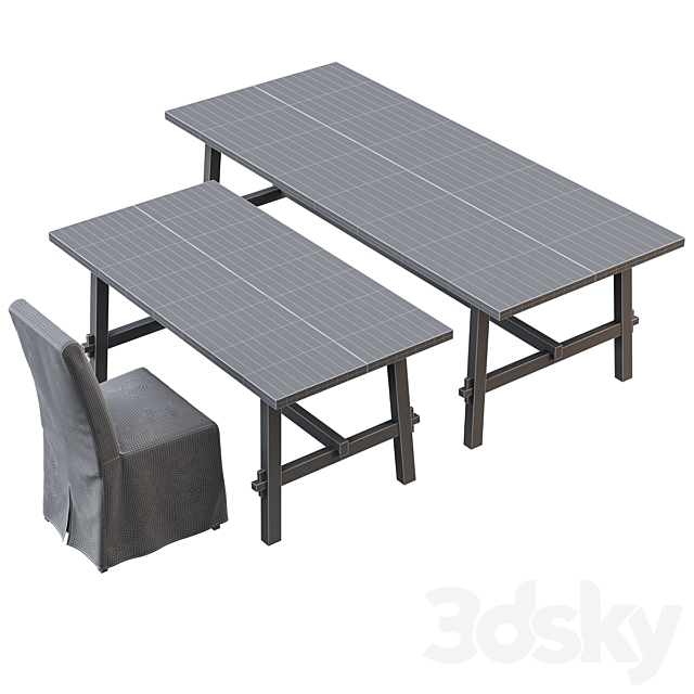 SKOGSTA _ BERGMUND IKEA table and chair 3DS Max Model - thumbnail 4