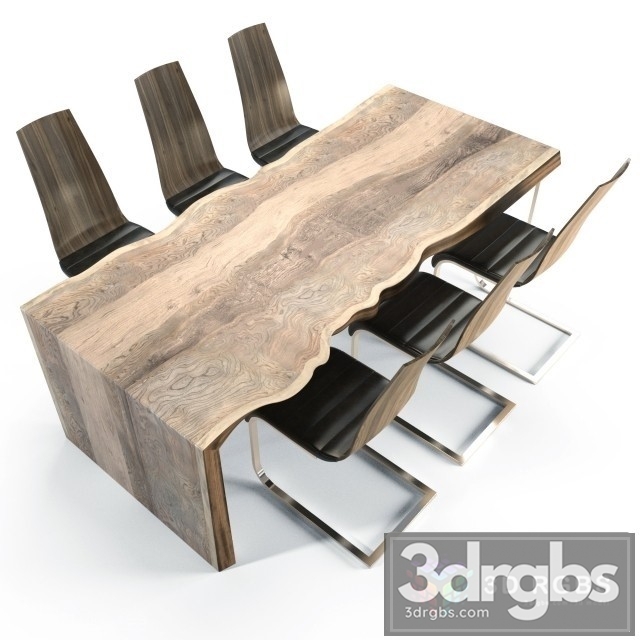 Slab Table and Chair 3dsmax Download - thumbnail 1