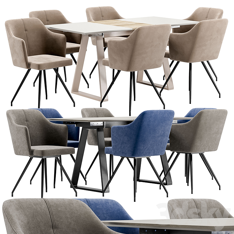 Sling Dining Chair and Detroit Table 3DS Max Model - thumbnail 3