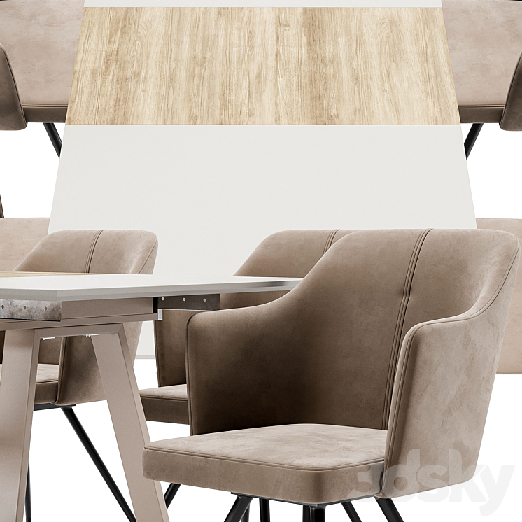 Sling Dining Chair and Detroit Table 3DS Max - thumbnail 2