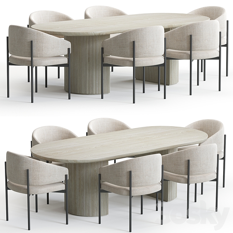 Solana Chair and Moon Table 3DS Max Model - thumbnail 3