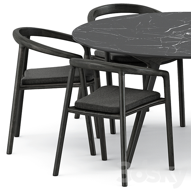 Solid armchair and Teak nero table CF 148 by manutti 3DS Max Model - thumbnail 2