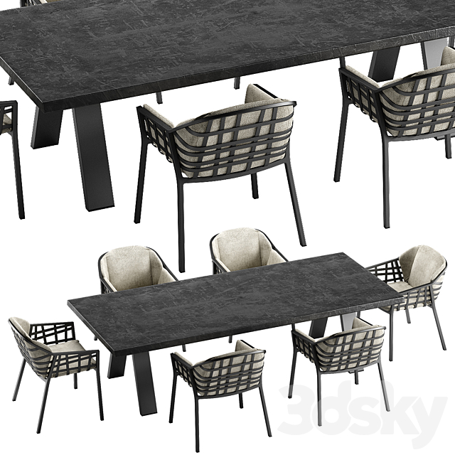 Solpuri Basket chair Rock table set 3DSMax File - thumbnail 3