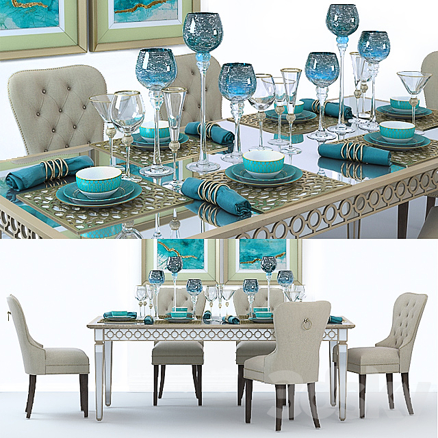 Sophie Mirrored Dining Table 3DSMax File - thumbnail 1