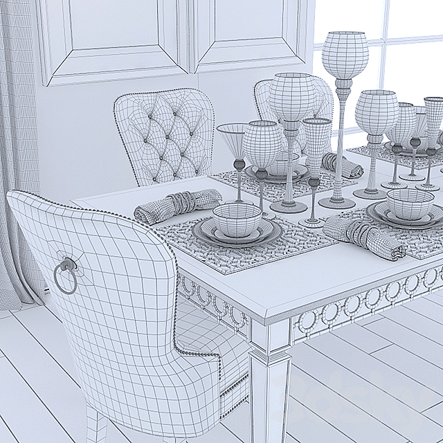 Sophie Mirrored Dining Table 3DSMax File - thumbnail 3