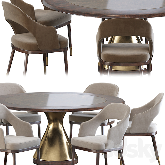 Stainless Steel Chair and Dolly Tonin Casa table 3DS Max Model - thumbnail 3