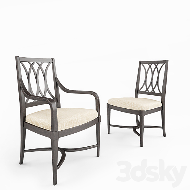 Stanley Furniture dining table and chairs 3DS Max Model - thumbnail 3