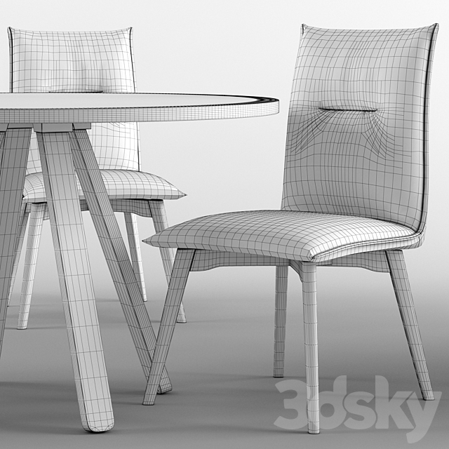 Stecco cocktail table and Maya chair – connubia calligaris 3DS Max Model - thumbnail 3