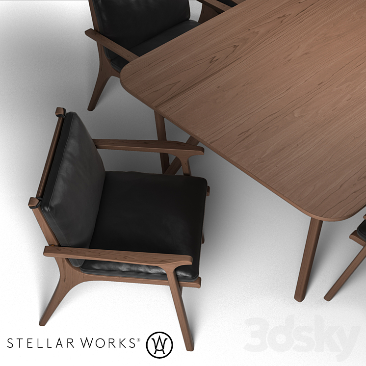 STELLAR WORKS RÉN DINING ARMCHAIR & RÉN DINING TABLE 3DS Max - thumbnail 2