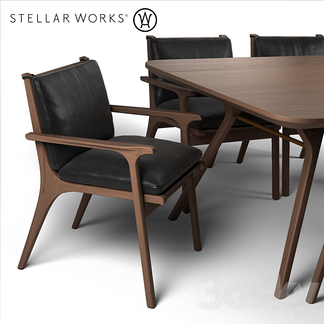 STELLAR WORKS RÉN DINING ARMCHAIR & RÉN DINING TABLE 3DSMax File - thumbnail 3