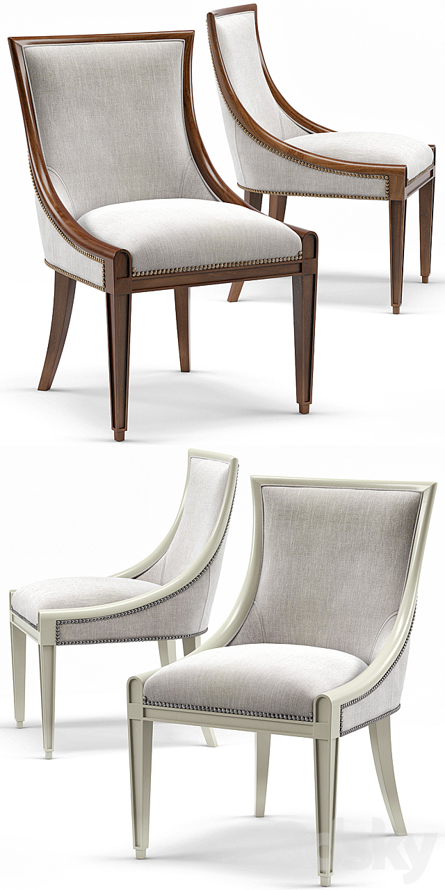 Stockton Ivory Lacquered Dining Chair. Maxime French Round Dining Table 3DSMax File - thumbnail 2