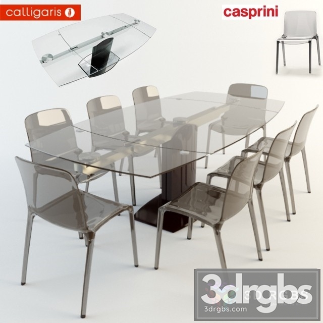 Stolstul Casprini Calligaris Table and Chair 3dsmax Download - thumbnail 1