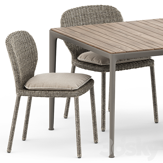 Strada armchair and side chair by Janus et Cie and Mirto Outdoor table by bebitalia 3DSMax File - thumbnail 2