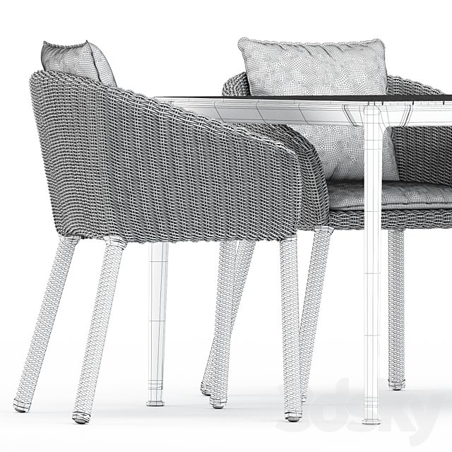 Strada armchair and side chair by Janus et Cie and Mirto Outdoor table by bebitalia 3DSMax File - thumbnail 5